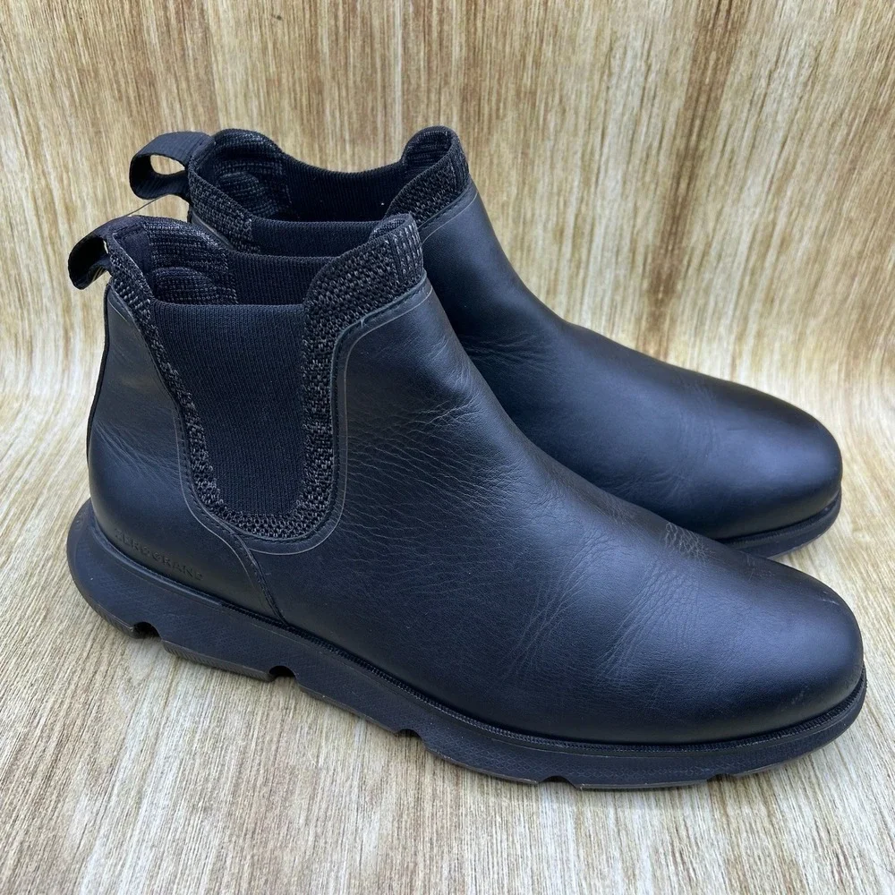 Cole Haan 4.Zerogrand Chelsea‎ Boots Men's 11 Black Leather Ankle Pull On C33455